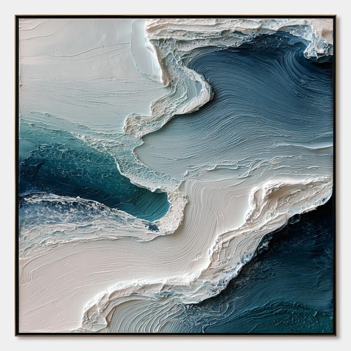 AEGEAN TIDE: Textured Wabi Sabi Abstract Seascape Painting