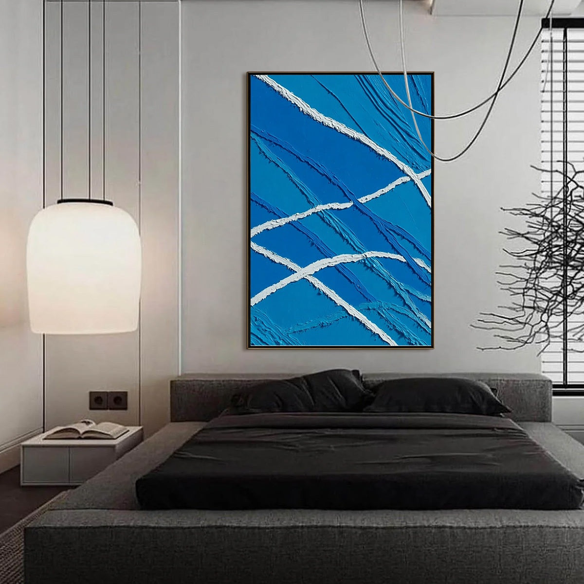 AEGEAN TIDES: Large Textured Blue and White Abstract Impasto Painting