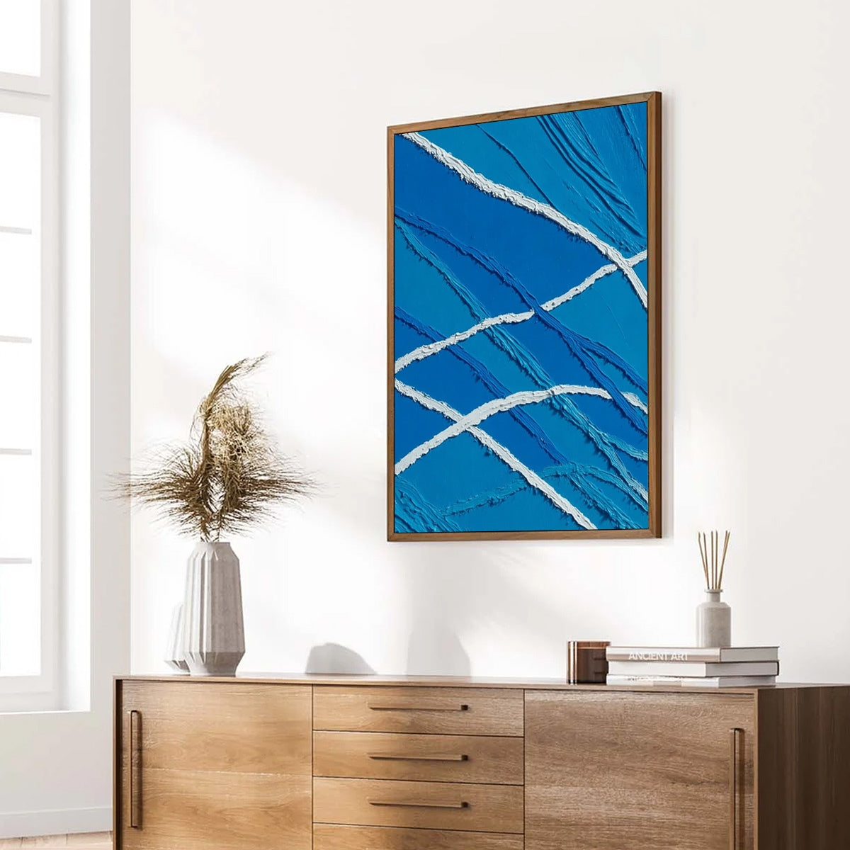 AEGEAN TIDES: Large Textured Blue and White Abstract Impasto Painting
