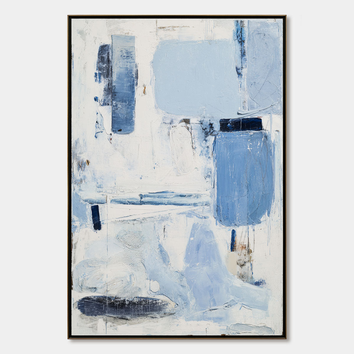 AEGEAN DECONSTRUCT: Textured Blue and White Abstract Painting