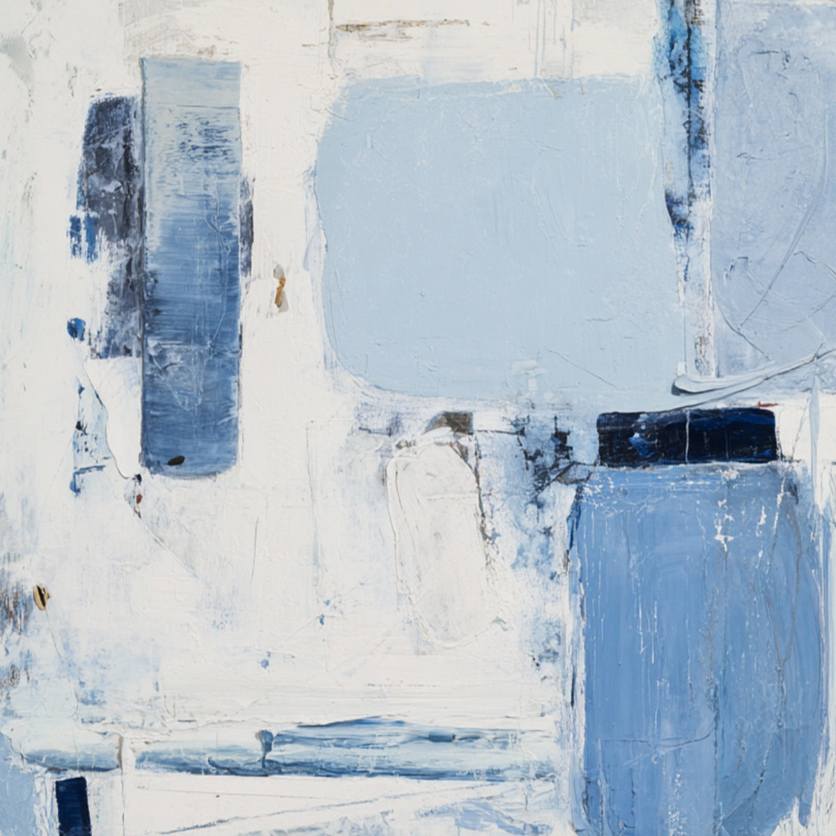 AEGEAN DECONSTRUCT: Textured Blue and White Abstract Painting