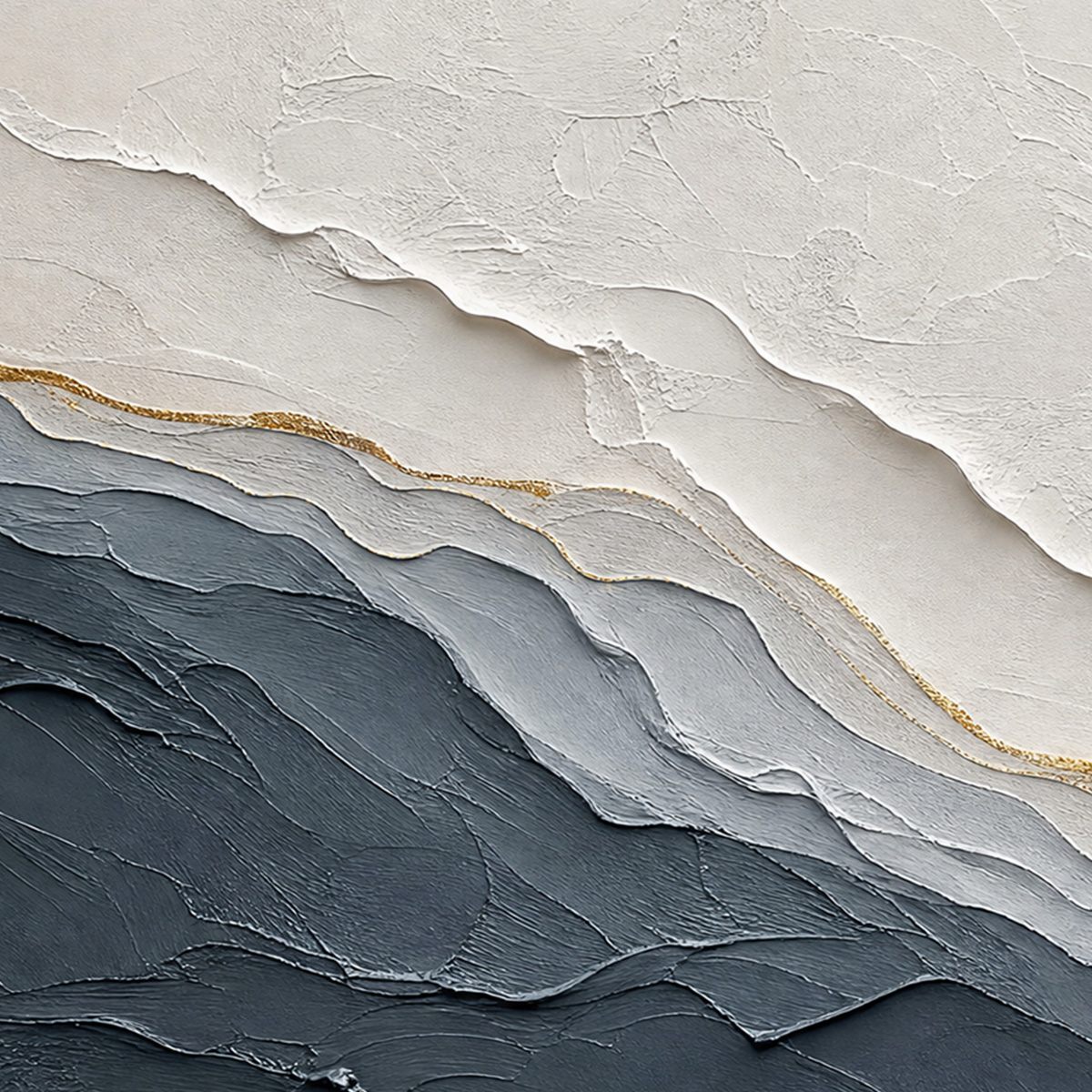 AEON: Textured Grey and Gold Abstract Landscape Painting
