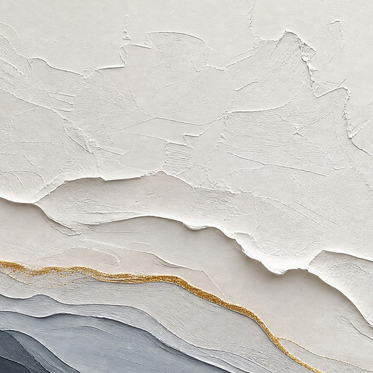 AEON: Textured Grey and Gold Abstract Landscape Painting