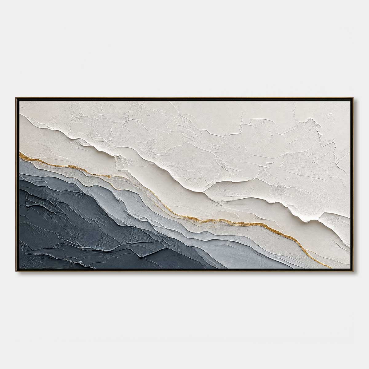AEON: Textured Grey and Gold Abstract Landscape Painting