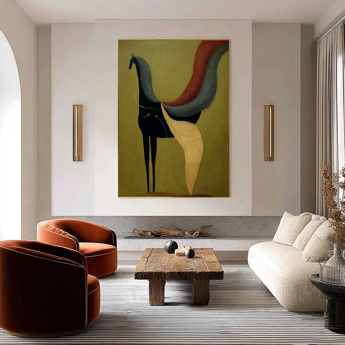 AEON'S TAPESTRY: Textured Wabi Sabi Abstract Horse Painting