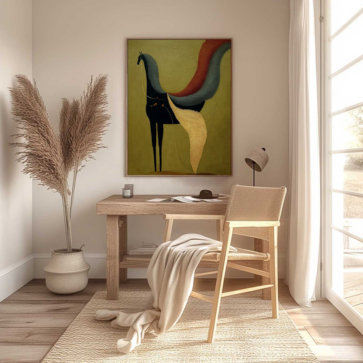 AEON'S TAPESTRY: Textured Wabi Sabi Abstract Horse Painting