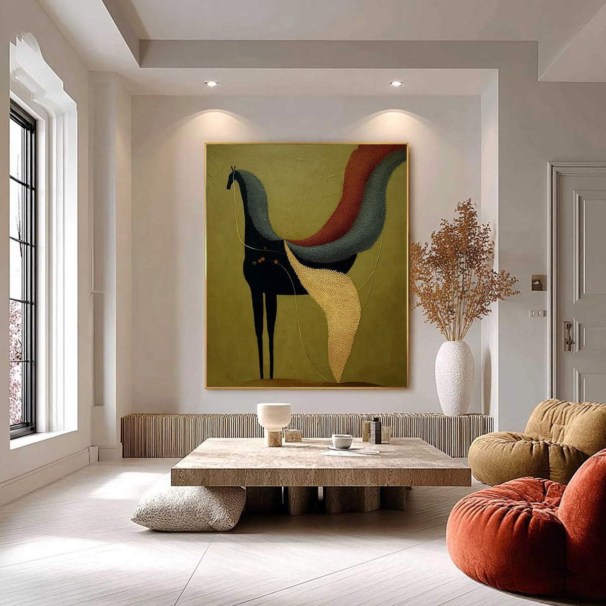 AEON'S TAPESTRY: Textured Wabi Sabi Abstract Horse Painting