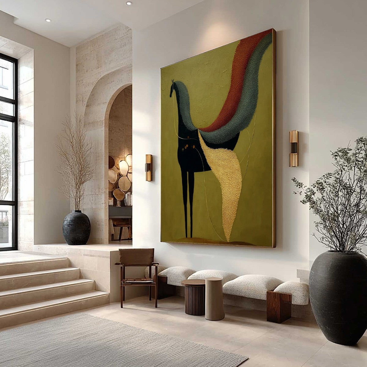 AEON'S TAPESTRY: Textured Wabi Sabi Abstract Horse Painting
