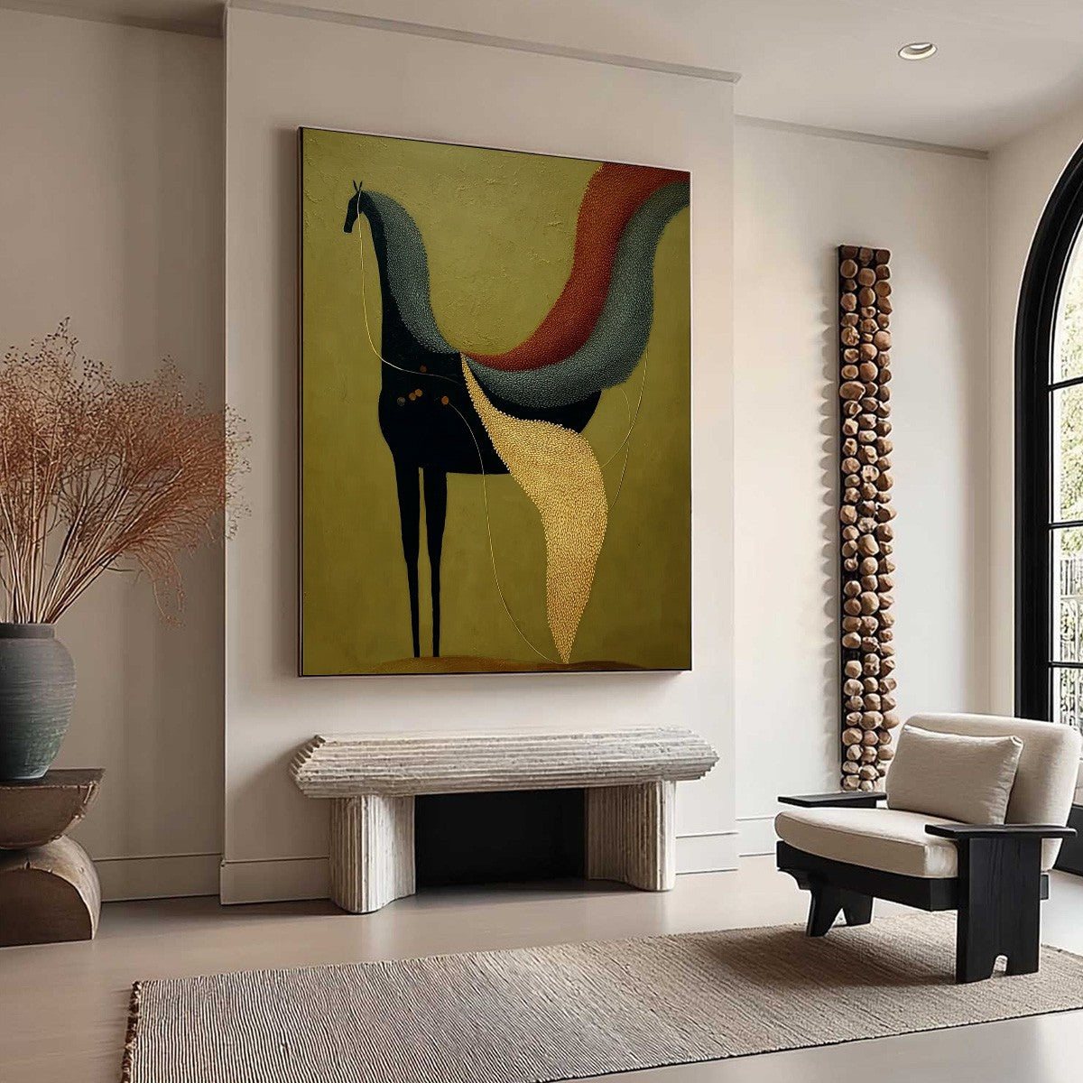 AEON'S TAPESTRY: Textured Wabi Sabi Abstract Horse Painting