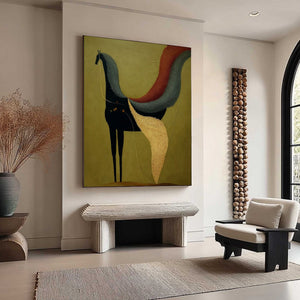 AEON'S TAPESTRY: Textured Wabi Sabi Abstract Horse Painting