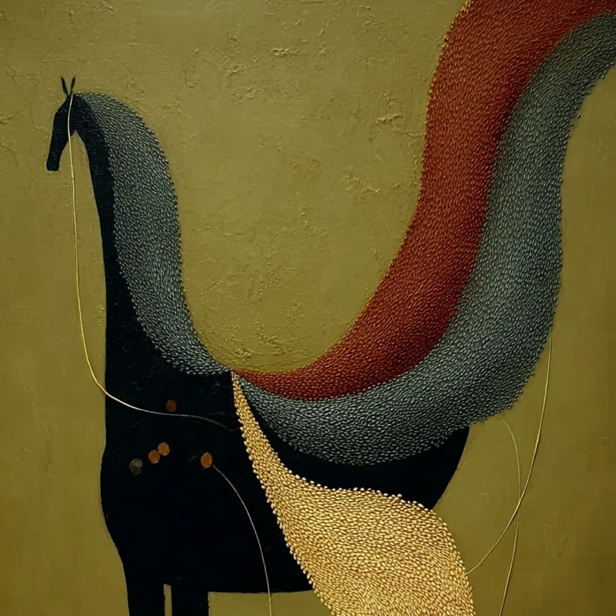 AEON'S TAPESTRY: Textured Wabi Sabi Abstract Horse Painting