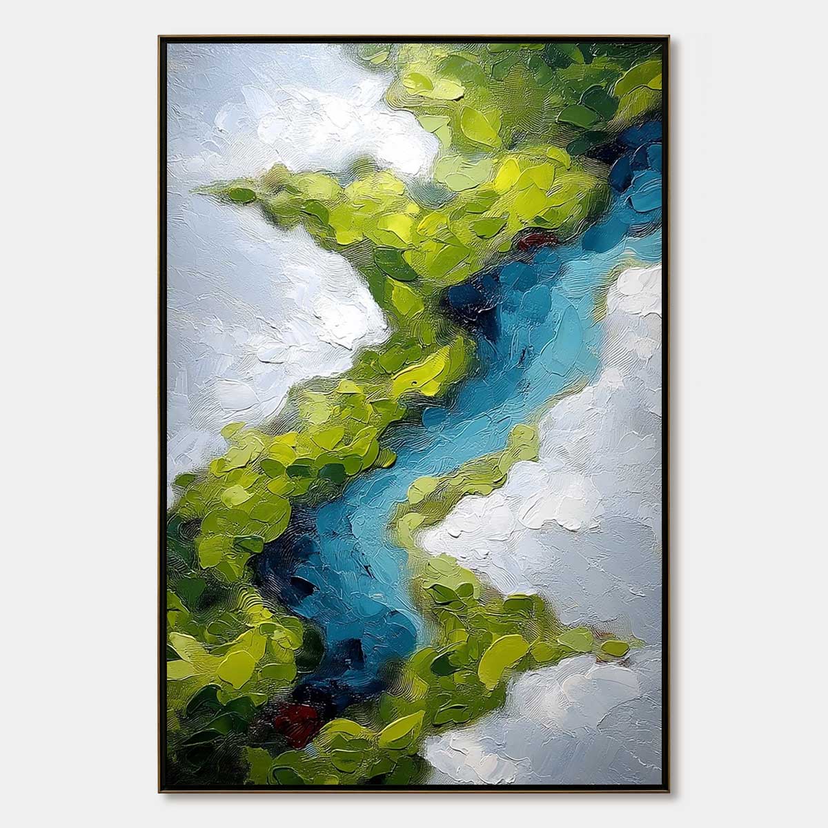 AERIAL REVERIE: Textured Abstract Aerial River Landscape Painting