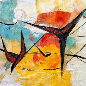 Aerial Dance: Abstract Colorful Oil Painting Canvas Wall Art Decor with Dynamic Lines