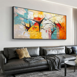Aerial Dance: Abstract Colorful Oil Painting Canvas Wall Art Decor with Dynamic Lines
