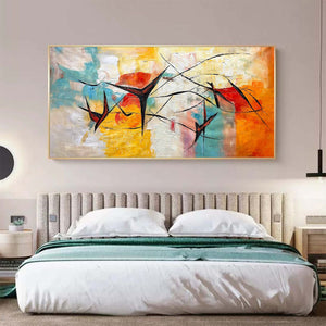 Aerial Dance: Abstract Colorful Oil Painting Canvas Wall Art Decor with Dynamic Lines