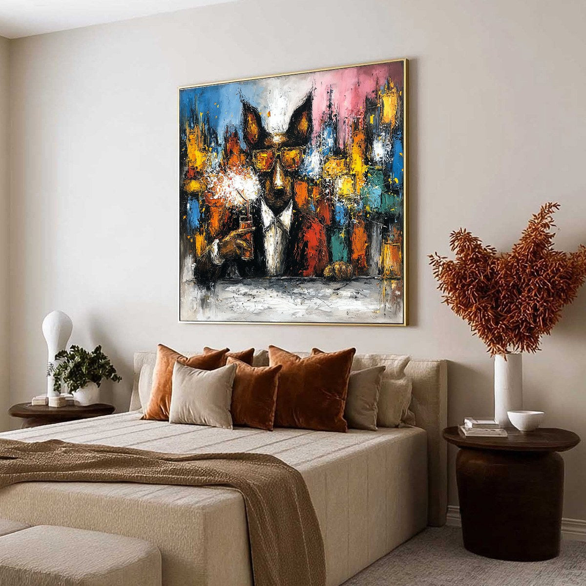 AFTER HOURS Abstract Dog Oil Painting | Colorful Modern Art