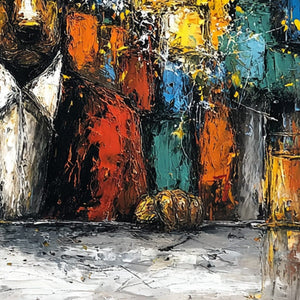 AFTER HOURS Abstract Dog Oil Painting | Colorful Modern Art