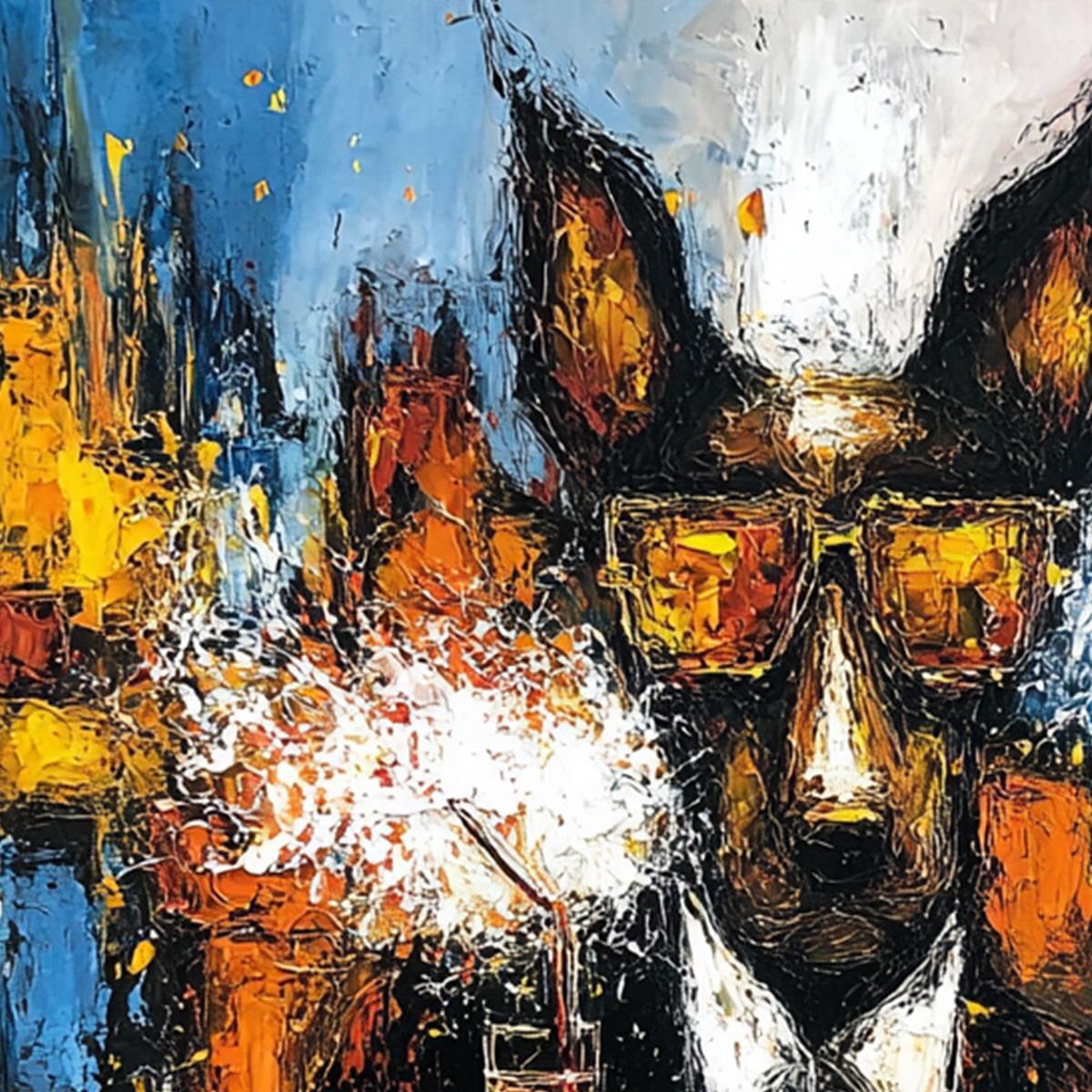 AFTER HOURS Abstract Dog Oil Painting | Colorful Modern Art