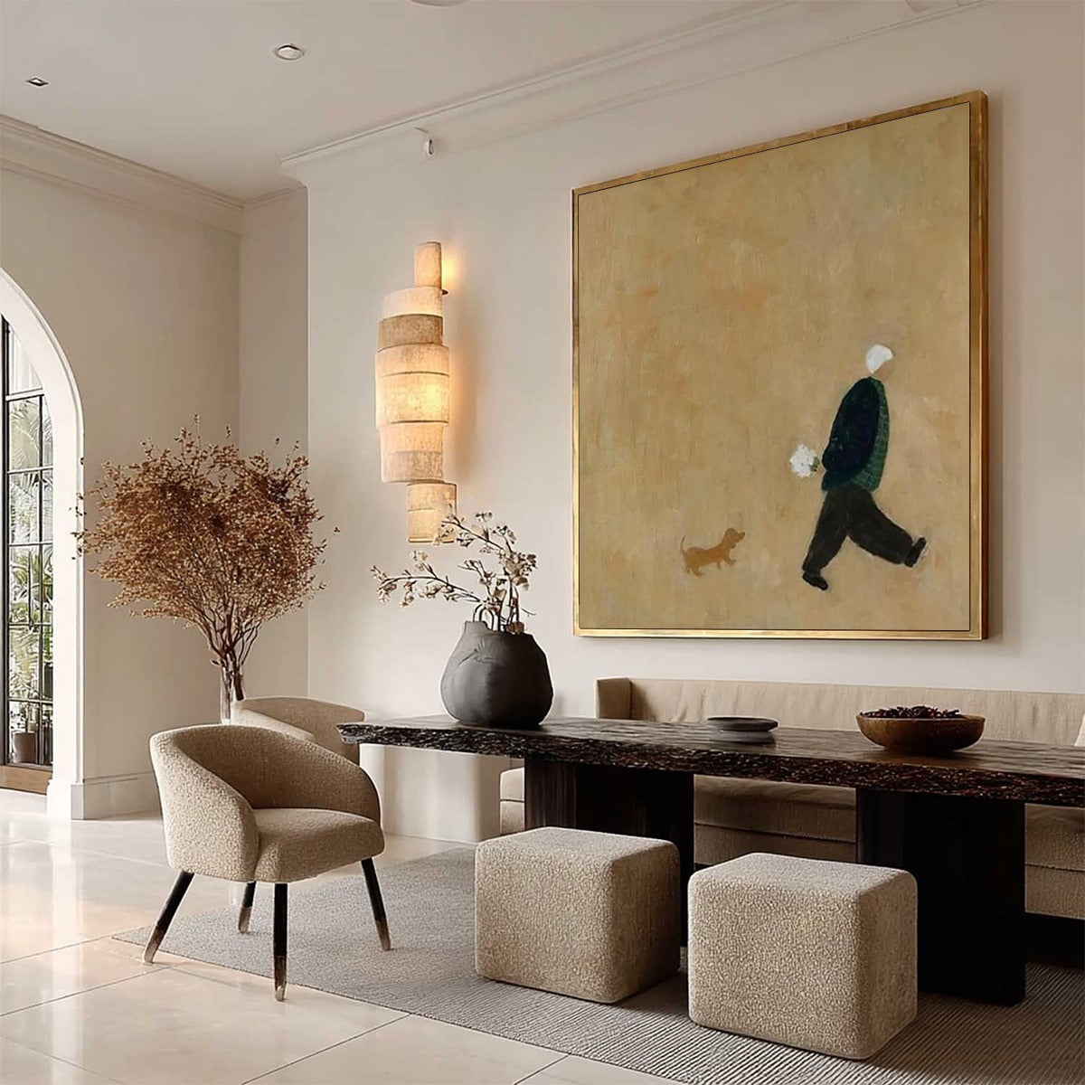 AFTERNOON STROLL: Minimalist Figurative Oil Painting