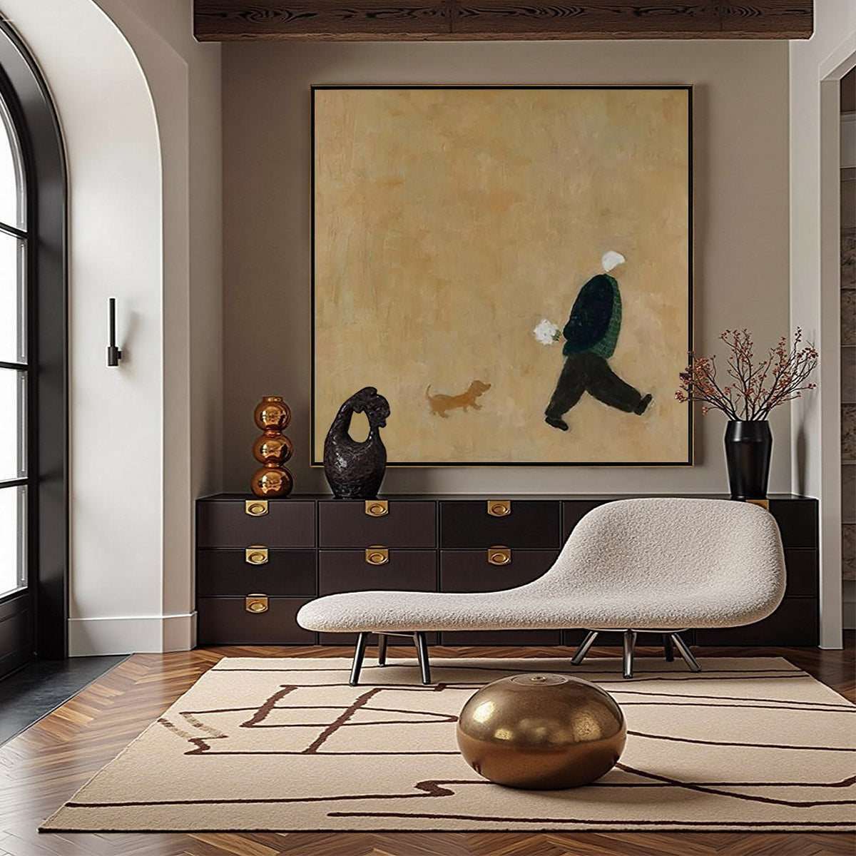 AFTERNOON STROLL minimalist figurative oil painting wall art