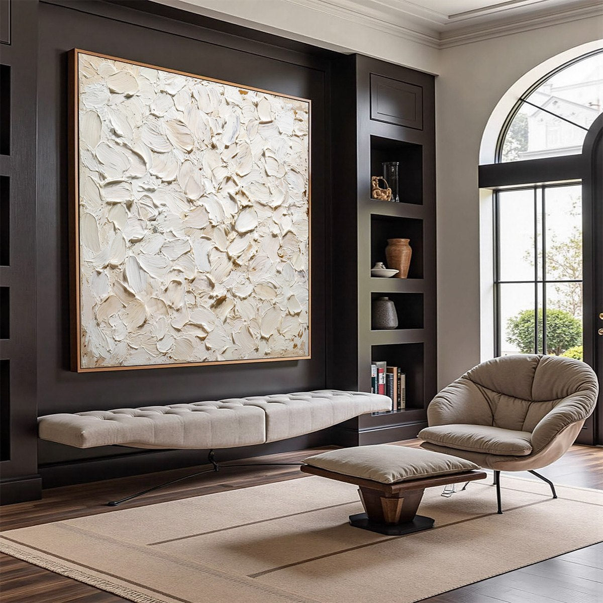 ALABASTER PETALS: Textured Wabi Sabi Abstract Impasto Painting