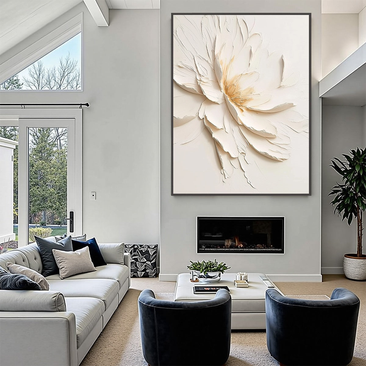 ALABASTER BLOOM: Textured Impasto Floral Oil Painting