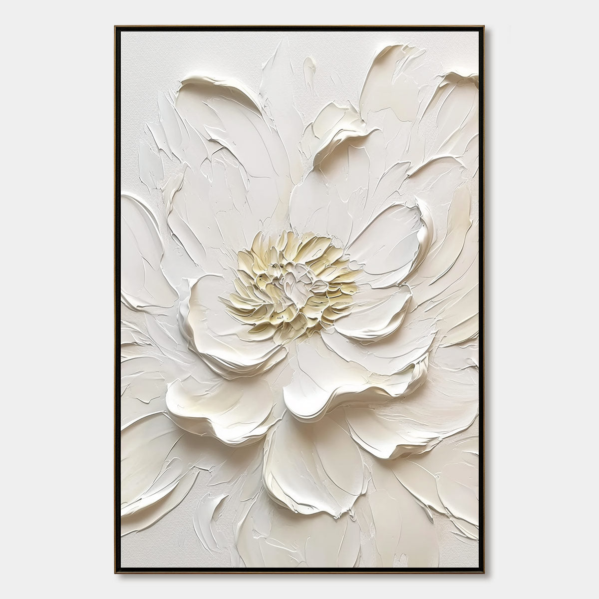 ALABASTER BLOOM: Textured Impasto Peony Flower Painting