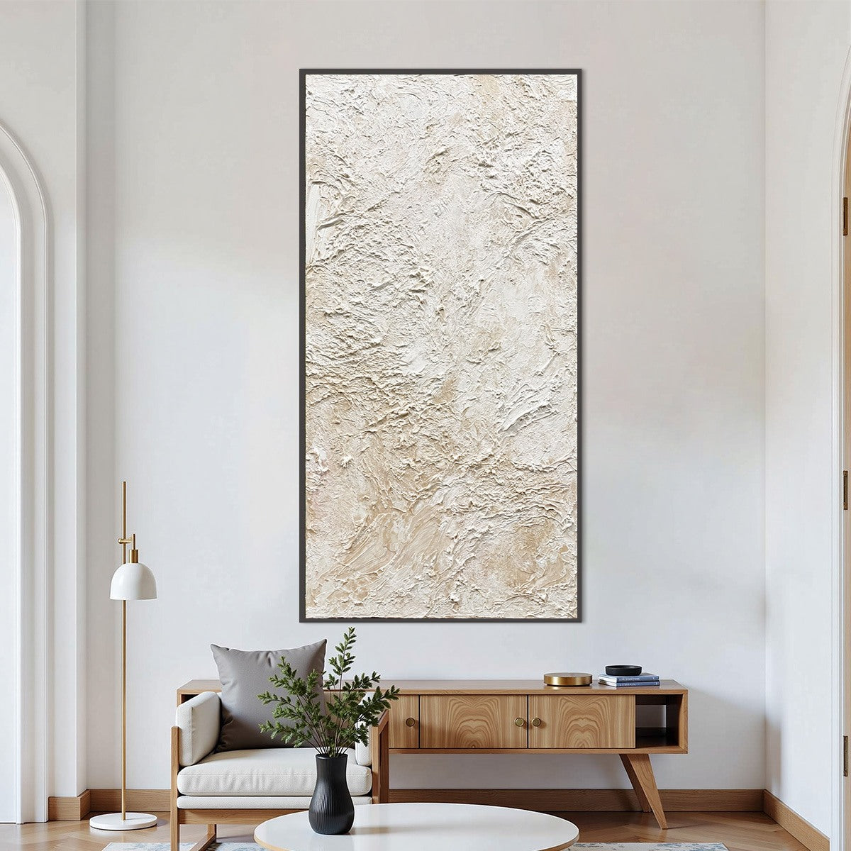 ALABASTER VEIL: Textured Wabi Sabi Minimalist Painting