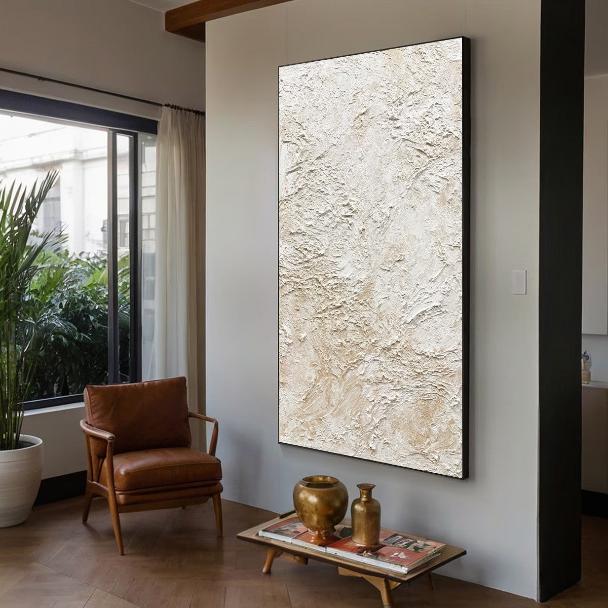 ALABASTER VEIL: Textured Wabi Sabi Minimalist Painting