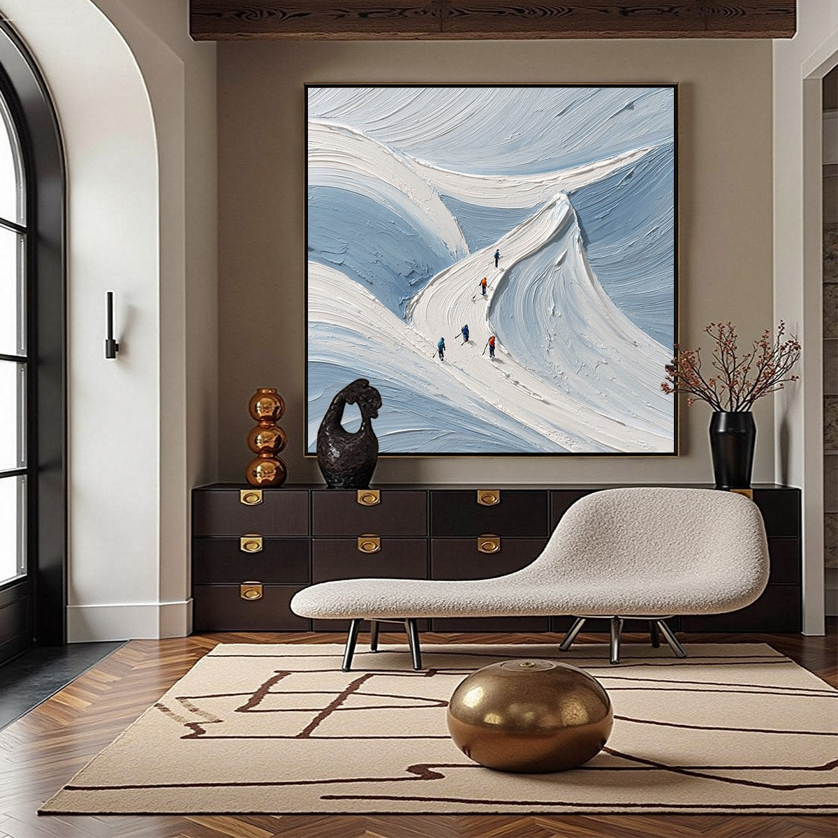 ALPINE ASCENT: Textured Impasto Skiing Mountainscape Painting