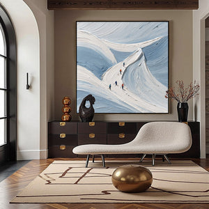 ALPINE ASCENT: Textured Impasto Skiing Mountainscape Painting