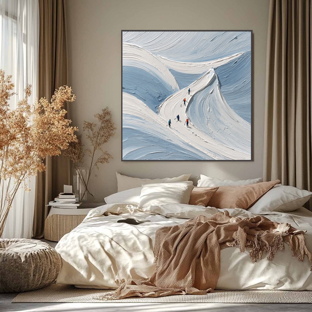 ALPINE ASCENT: Textured Impasto Skiing Mountainscape Painting