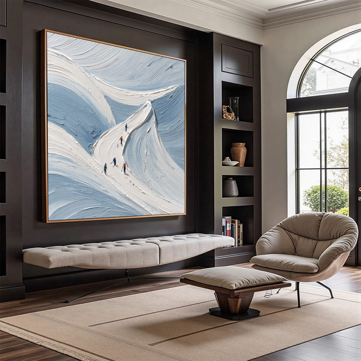 ALPINE ASCENT: Textured Impasto Skiing Mountainscape Painting