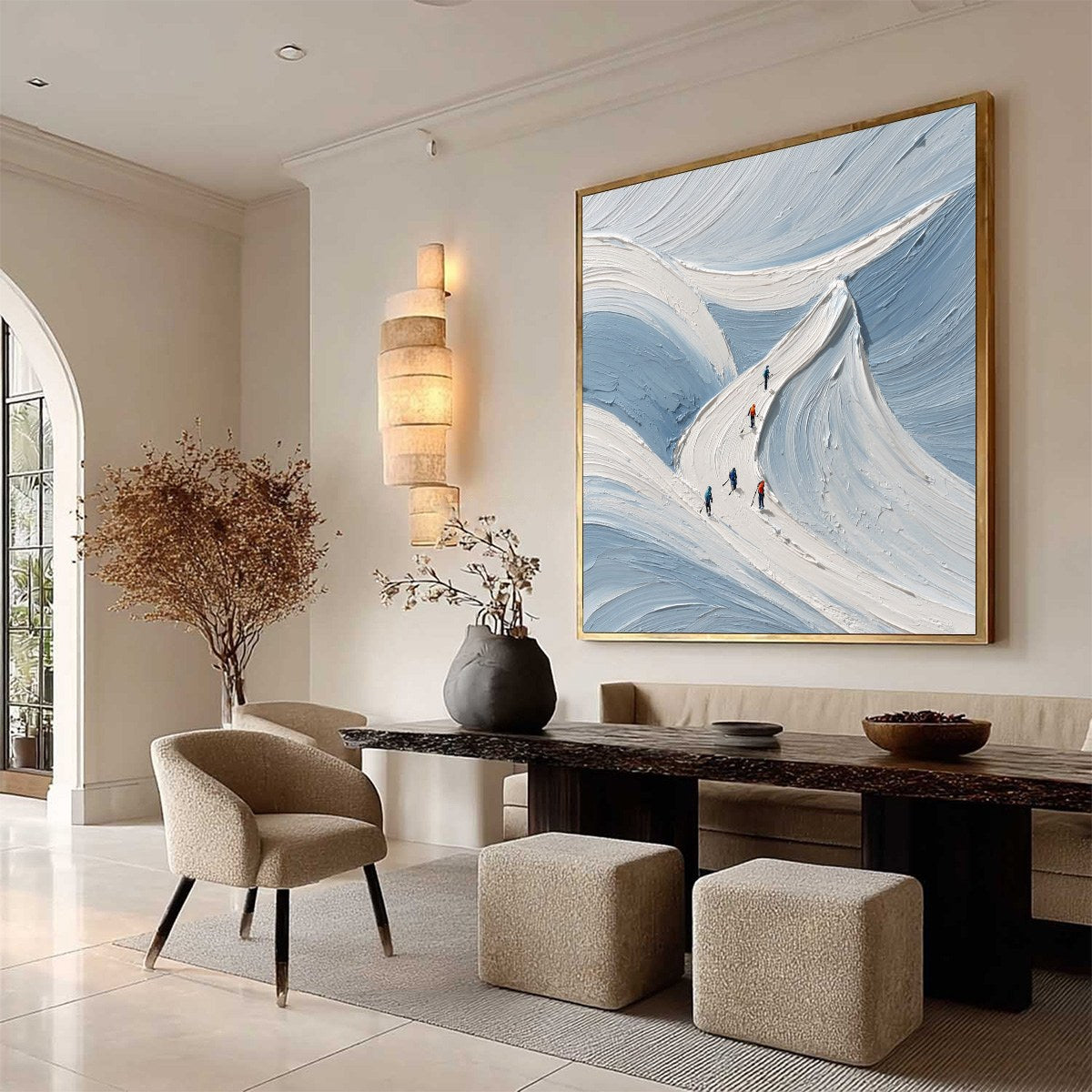 ALPINE ASCENT: Textured Impasto Skiing Mountainscape Painting