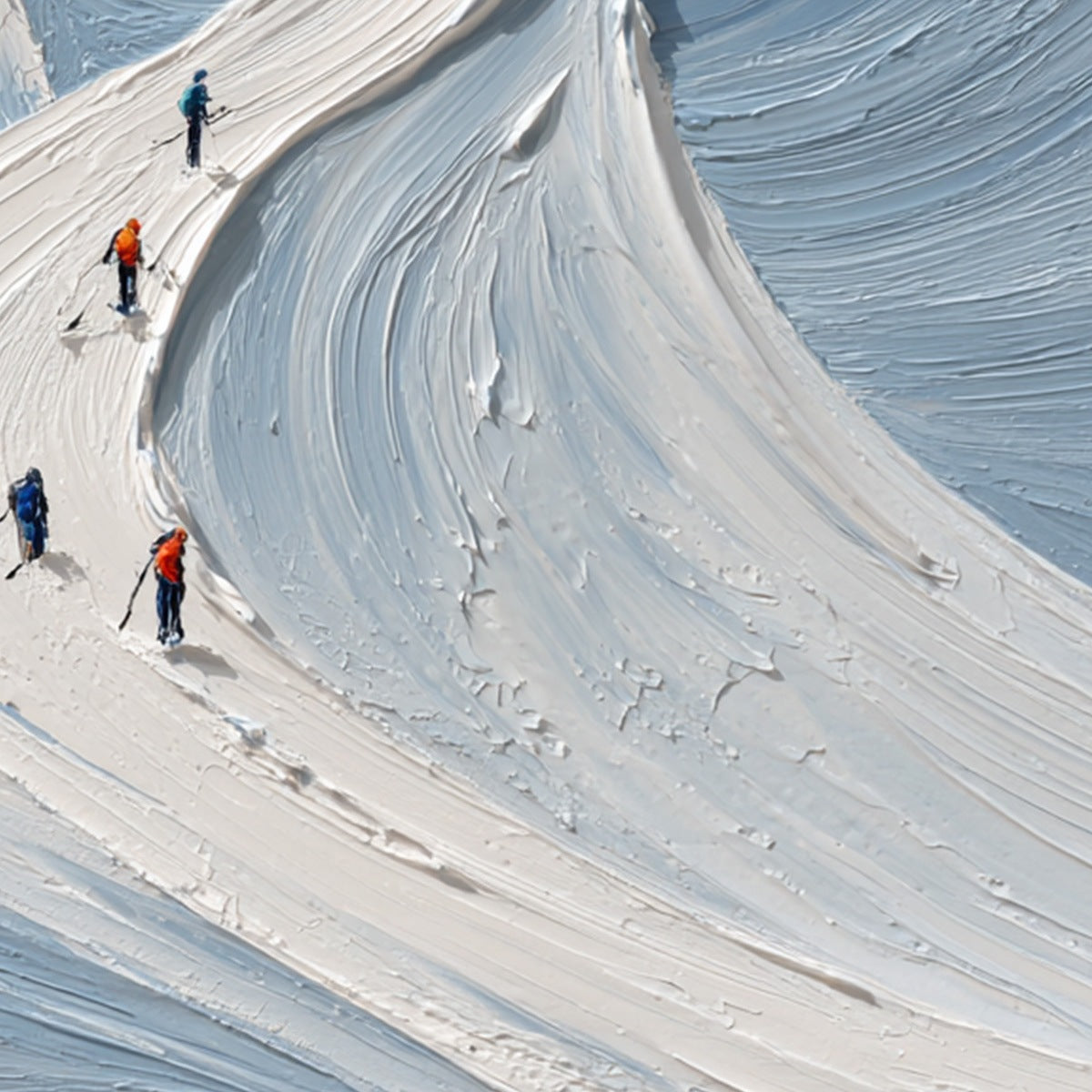 ALPINE ASCENT: Textured Impasto Skiing Mountainscape Painting
