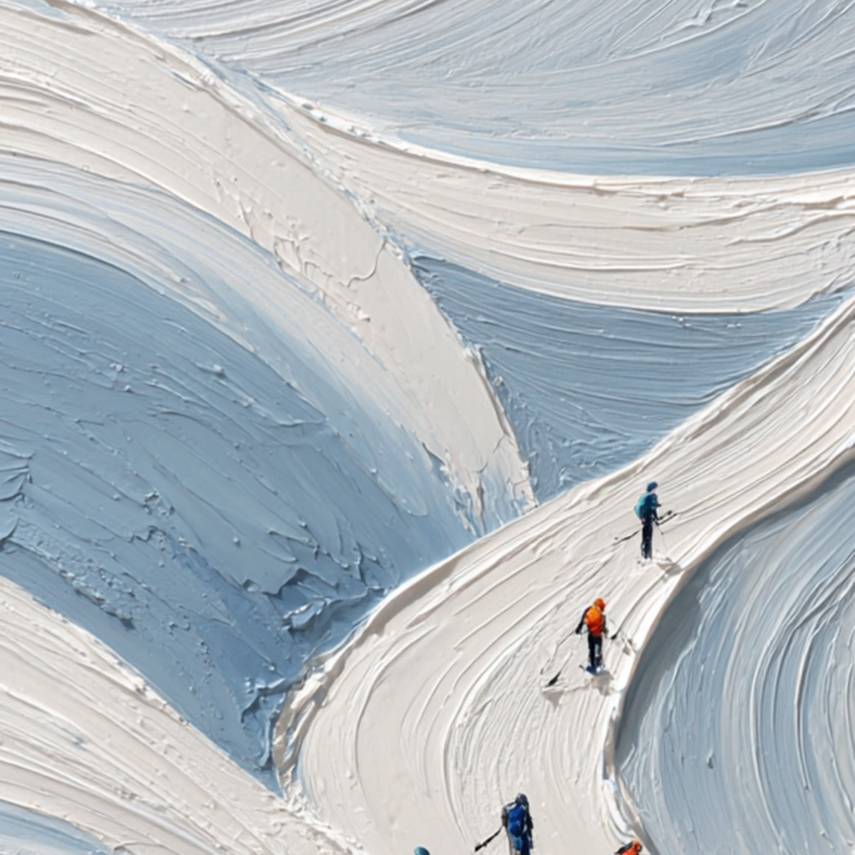 ALPINE ASCENT: Textured Impasto Skiing Mountainscape Painting