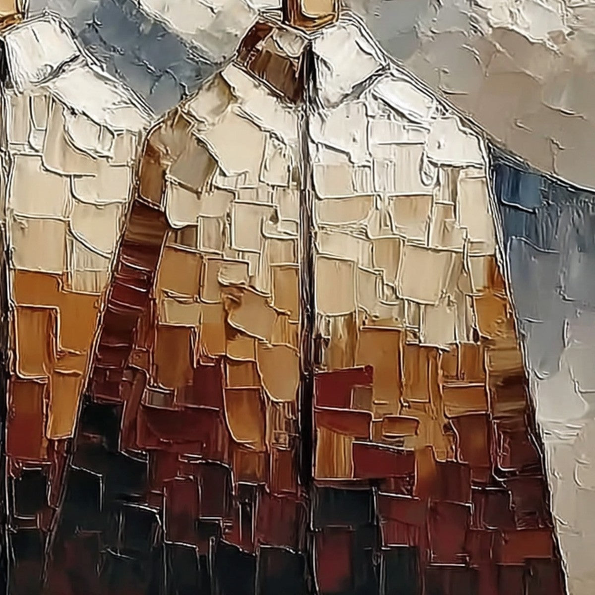 ALPINE COMPANIONS: Textured Impasto Painting of Two Figures in the Mountains