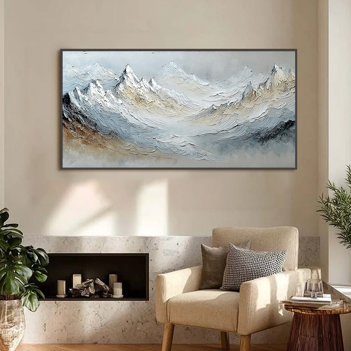 ALPINE CREST: Heavily Textured Wabi Sabi Mountain Landscape Painting