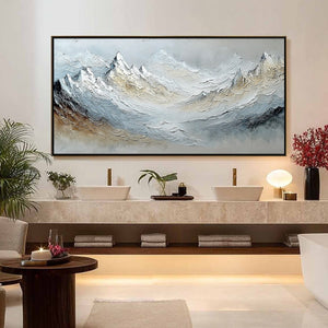 ALPINE CREST: Heavily Textured Wabi Sabi Mountain Landscape Painting