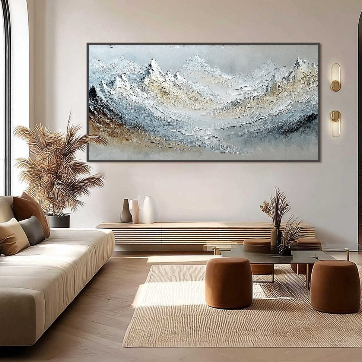 ALPINE CREST: Heavily Textured Wabi Sabi Mountain Landscape Painting