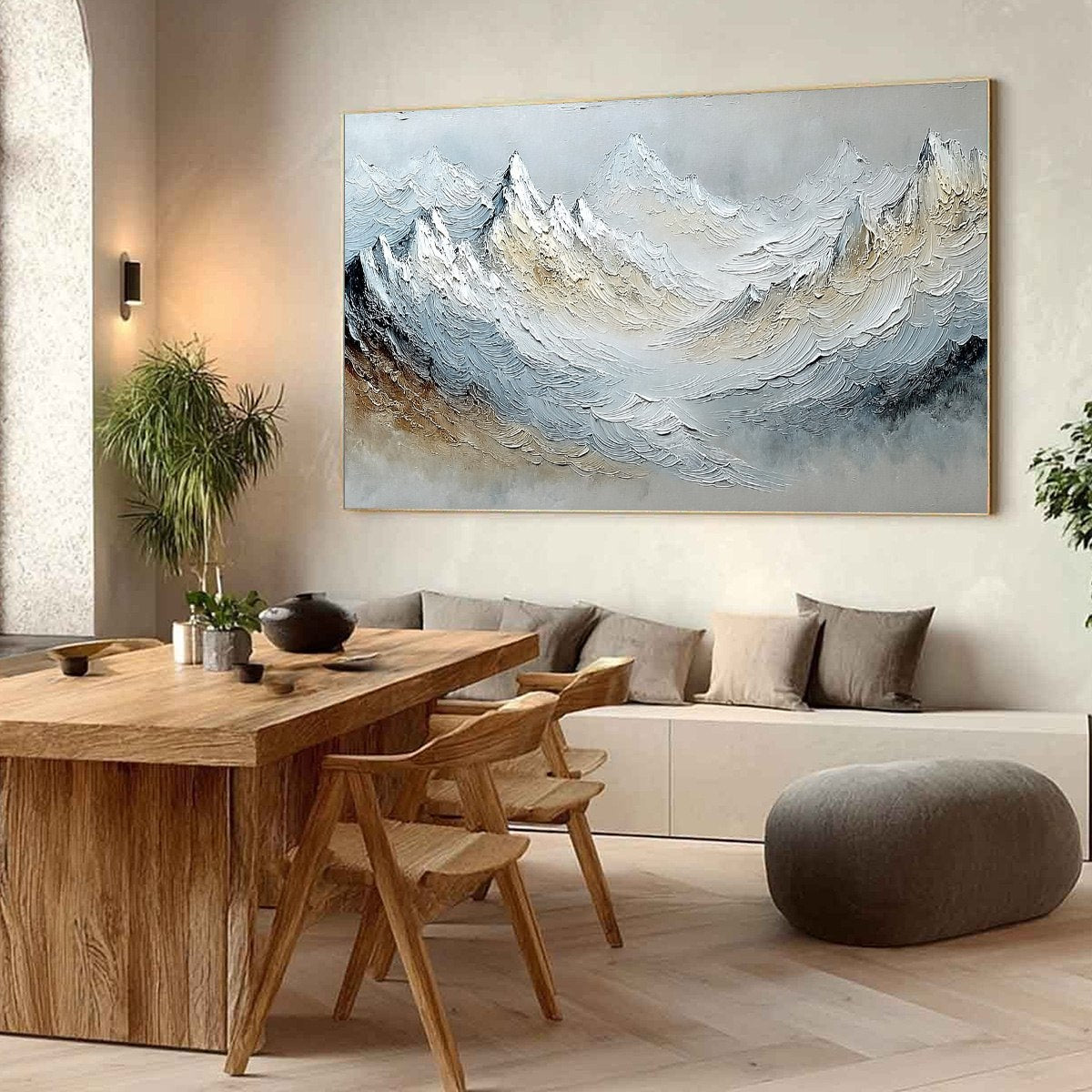 ALPINE CREST: Heavily Textured Wabi Sabi Mountain Landscape Painting
