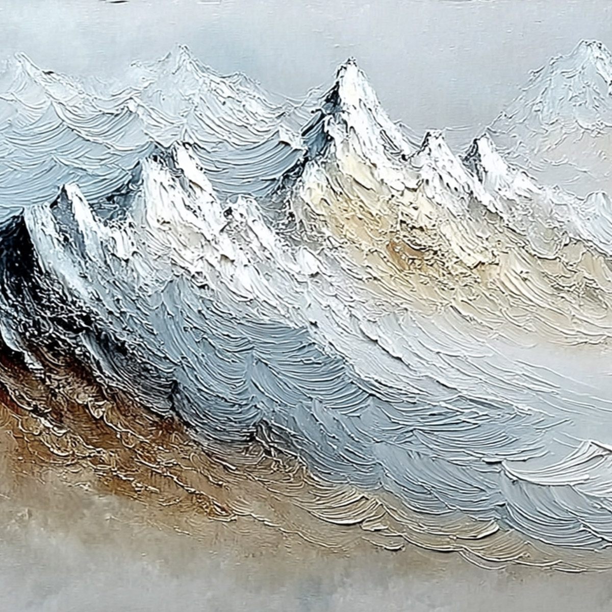 ALPINE CREST: Heavily Textured Wabi Sabi Mountain Landscape Painting