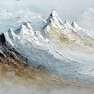 ALPINE CREST: Heavily Textured Wabi Sabi Mountain Landscape Painting