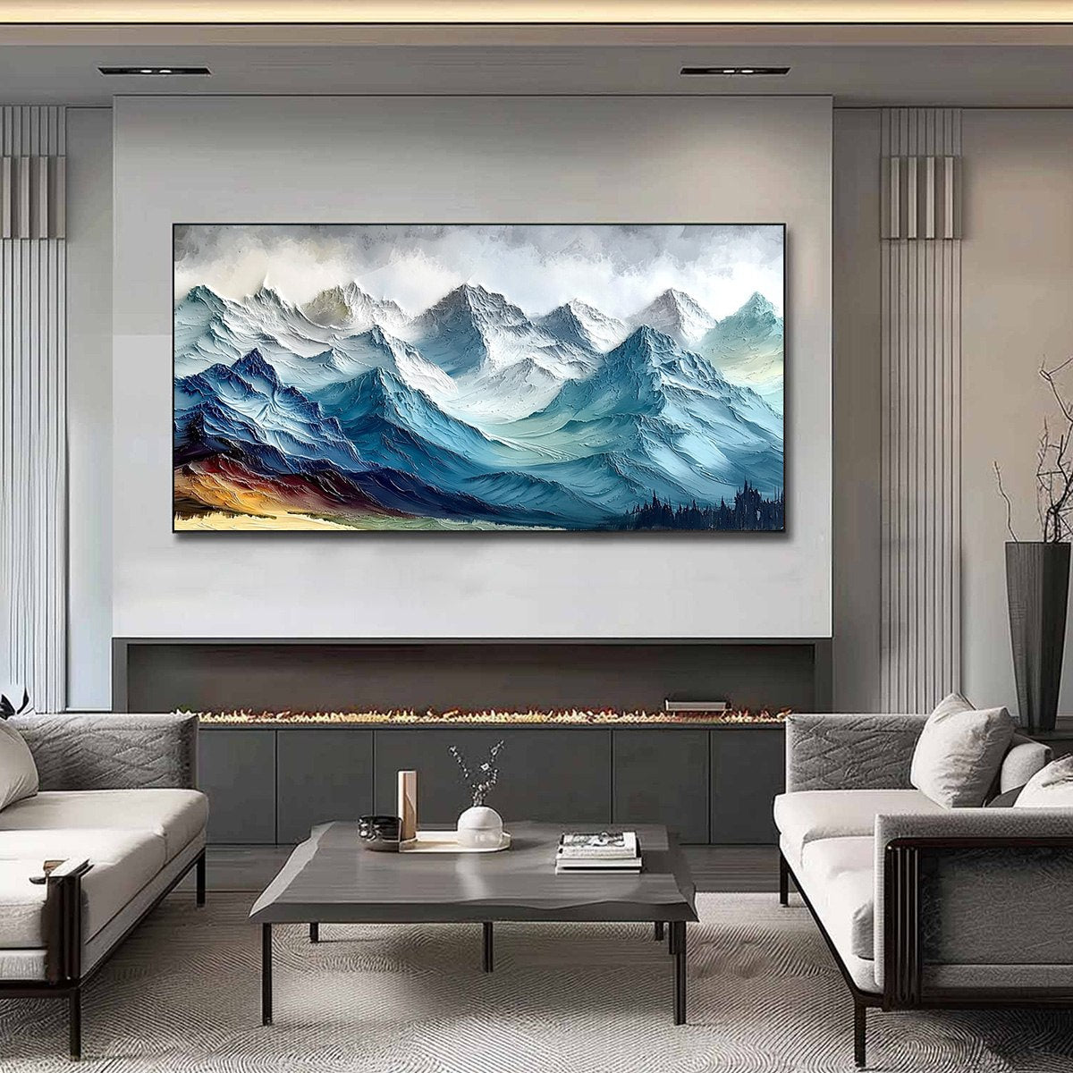 ALPINE CREST: Textured Impasto Mountain Range Landscape Painting