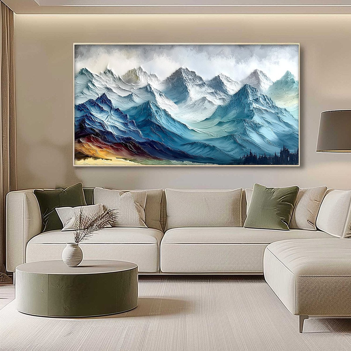 ALPINE CREST: Textured Impasto Mountain Range Landscape Painting