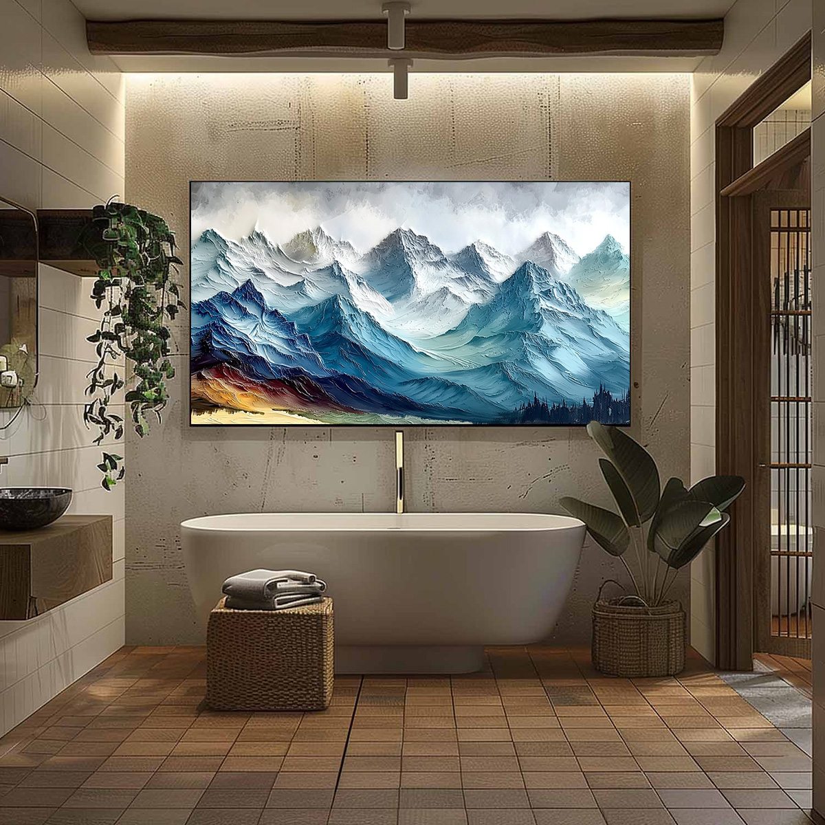 ALPINE CREST: Textured Impasto Mountain Range Landscape Painting
