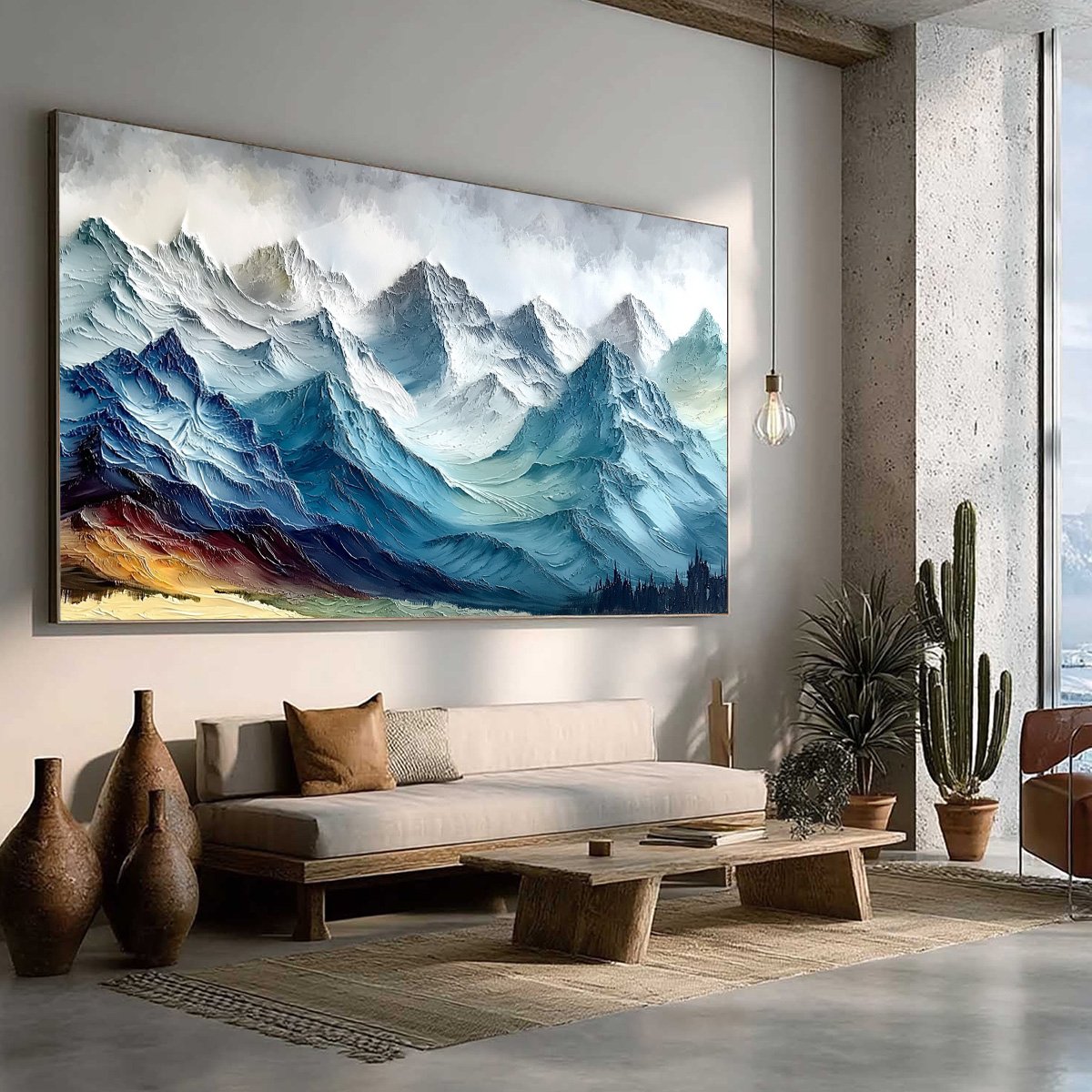 ALPINE CREST: Textured Impasto Mountain Range Landscape Painting