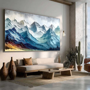 ALPINE CREST: Textured Impasto Mountain Range Landscape Painting