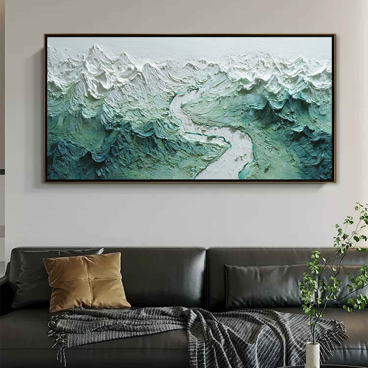 ALPINE CURRENT: Textured Impasto Mountain River Landscape