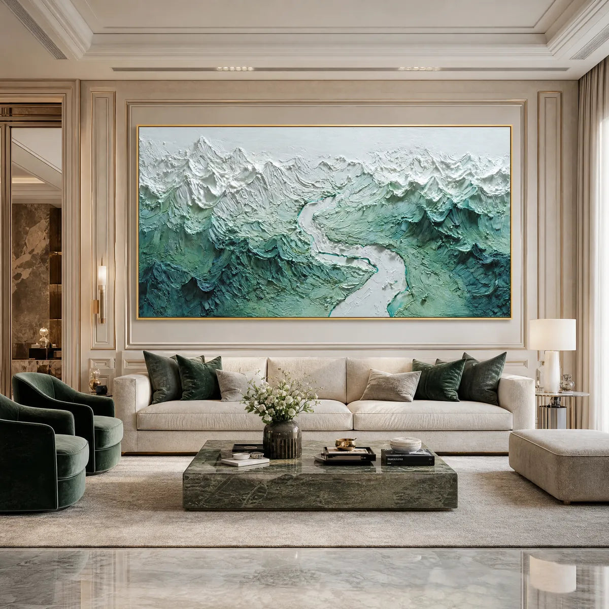 ALPINE CURRENT: Textured Impasto Mountain River Landscape